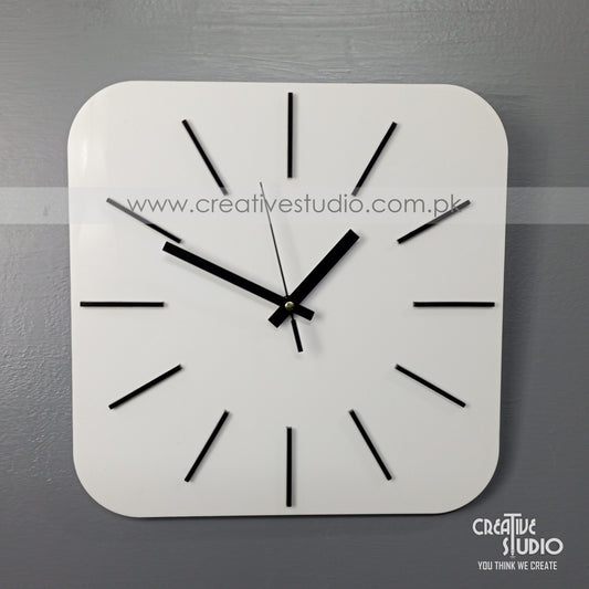 Acrylic Wall Clock White & Black Clock Square Shape